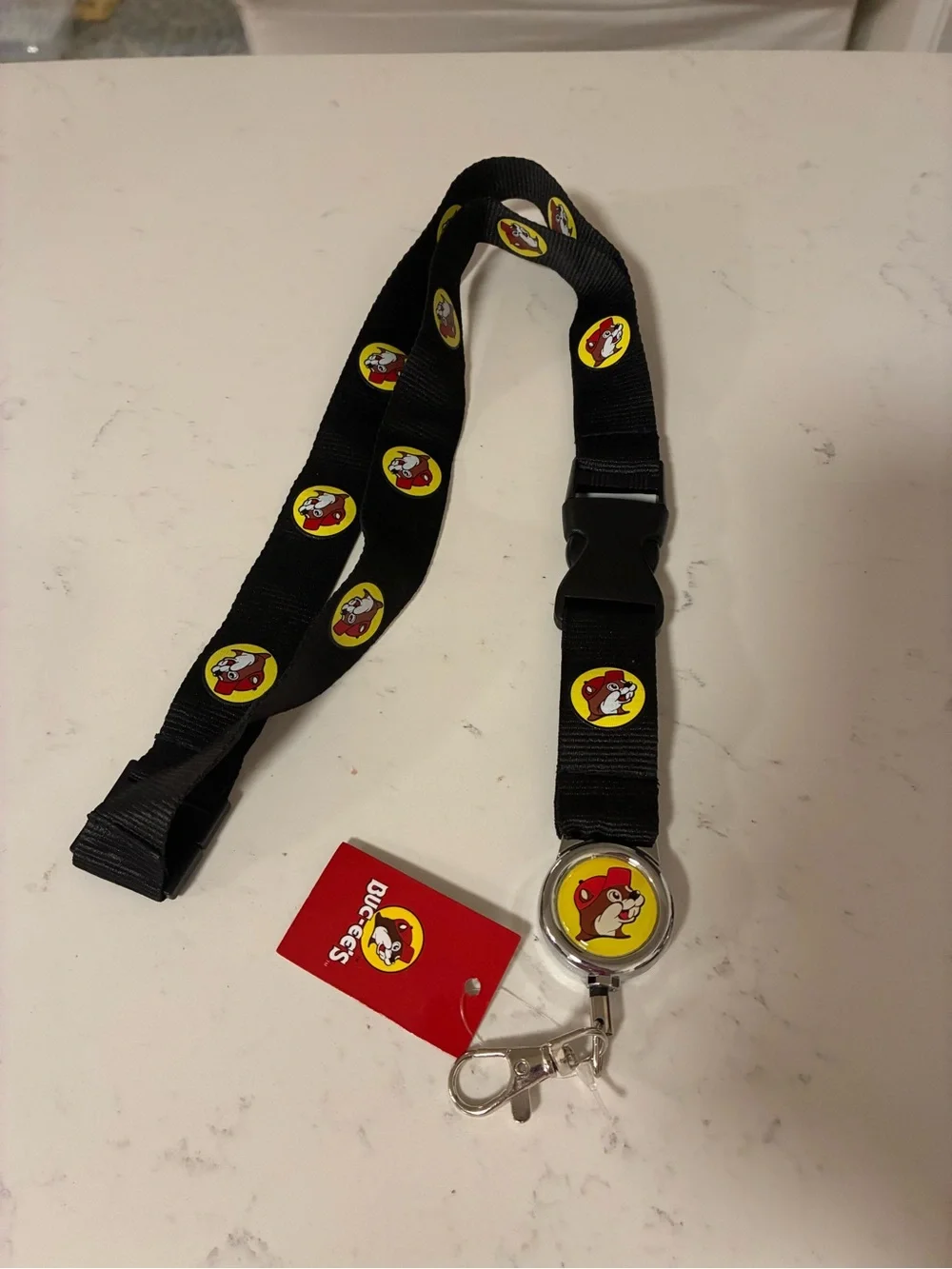 Buc-ee’s Black Logo Lanyard with Retractable Badge Reel